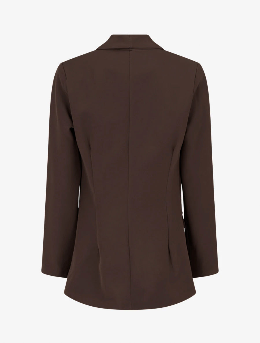 Blazer uni à poches décoratives - Marron