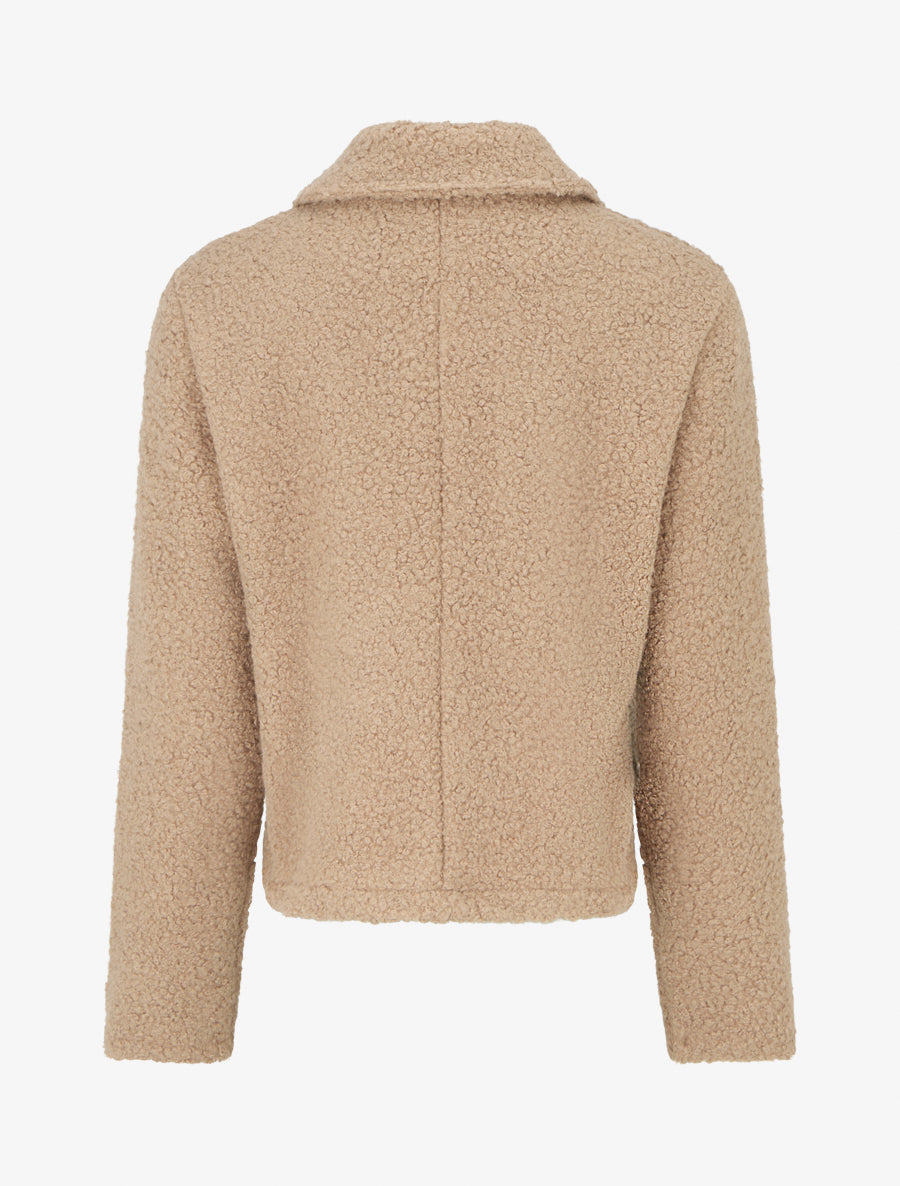 Manteau court effet laine bouclée - Taupe - 2