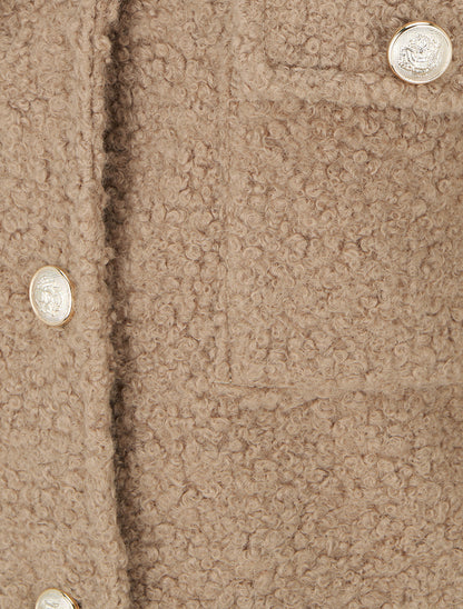 Veste effet laine bouclée - Taupe