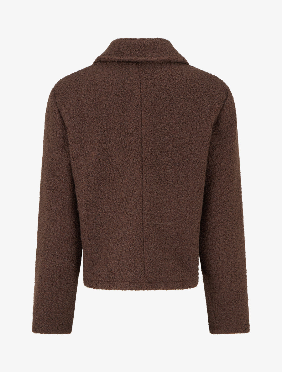 Manteau court effet laine bouclée - Marron
