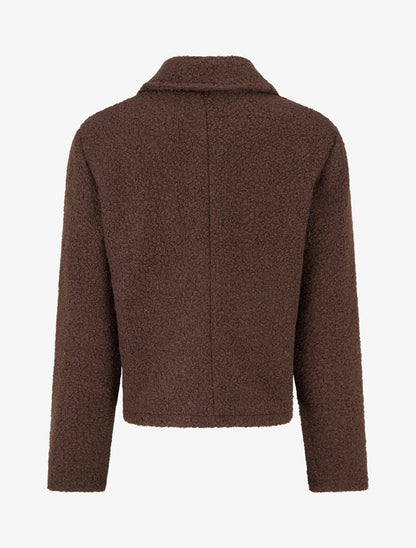 Manteau court effet laine bouclée - Marron