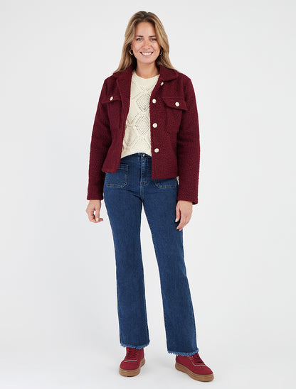 Veste effet laine bouclée - Bordeaux