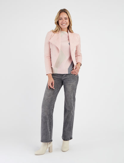 Veste en suédine à poches décoratives zippées - Rose