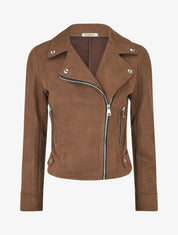 Veste en suédine à fermeture zippée - Marron