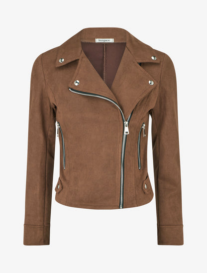 Veste en suédine à fermeture zippée - Marron
