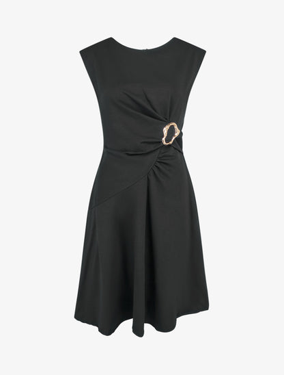 Robe patineuse sans manches à boucle - Noir - 1