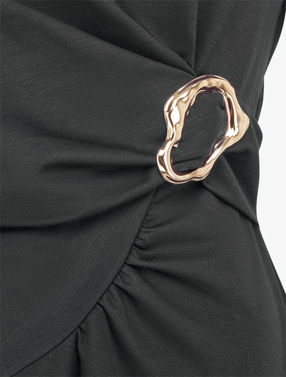 Robe patineuse sans manches à boucle - Noir - 3