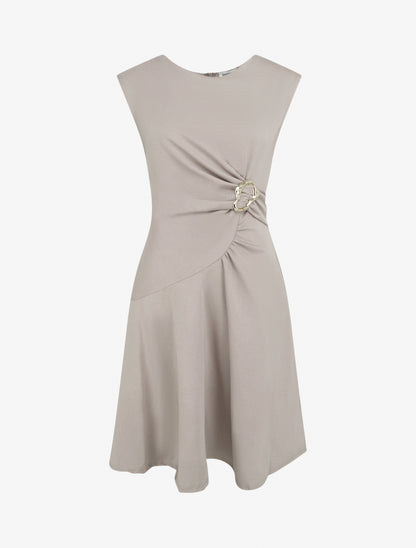 Robe patineuse sans manches à boucle - Taupe clair - 1