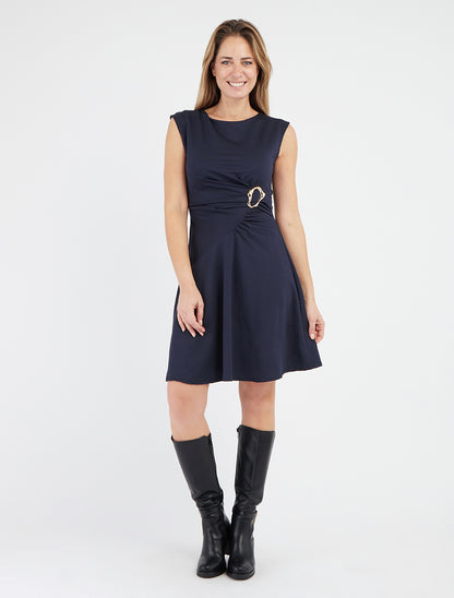 Robe patineuse sans manches à boucle - Marine