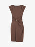 Robe droite unie à empiècement métallique - Marron - 1