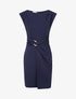 Robe droite unie à empiècement métallique - Marine - 1