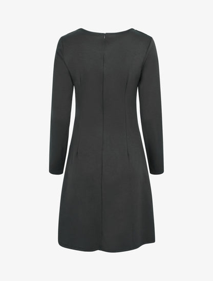 Robe à manches longues et col à boucle - Noir - 2