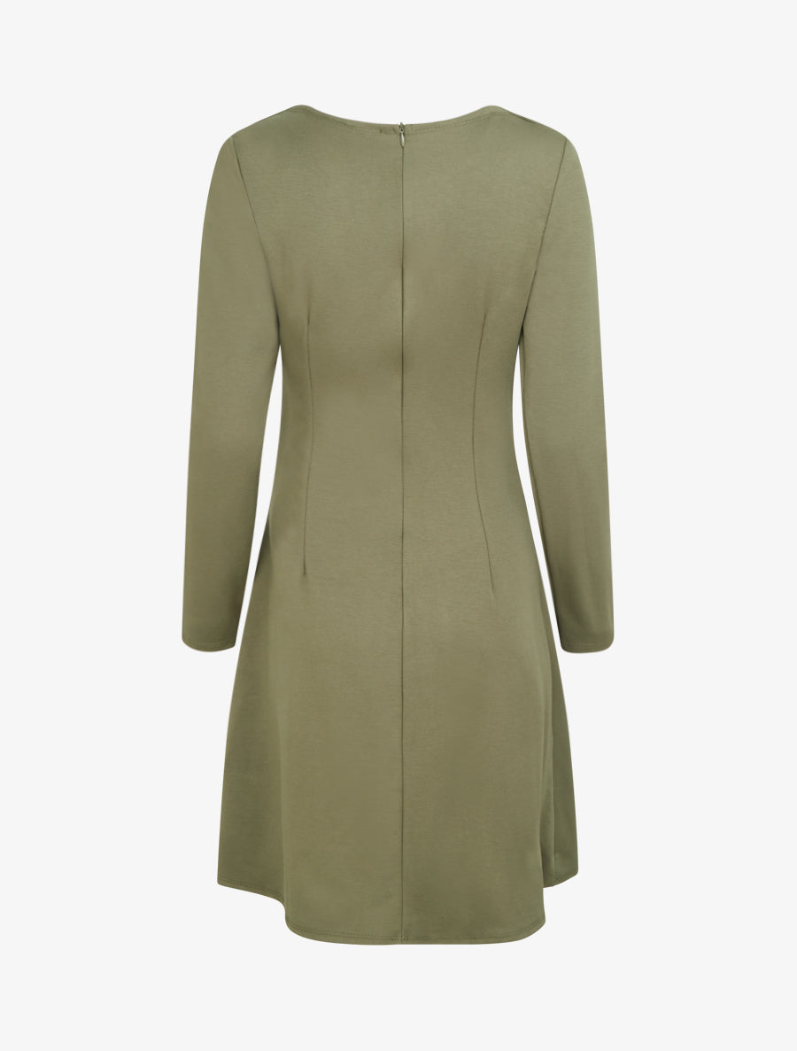 Robe à manches longues et col à boucle - Vert - 2