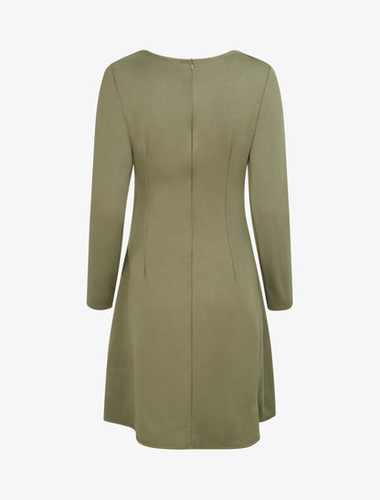 Robe à manches longues et col à boucle - Vert - 2