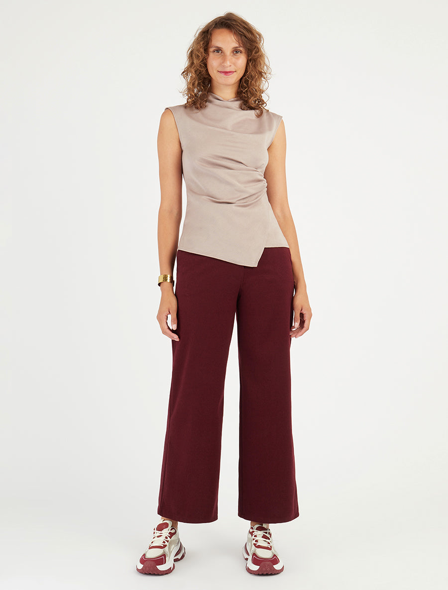 Top droit sans manches effet drapé - Taupe clair - 8