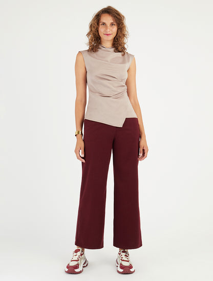 Top droit sans manches effet drapé - Taupe clair - 8