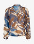 Top irisé en voile imprimé feuilles - Marine - 1