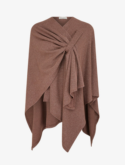 Poncho uni irisé à nouer - Marron - 1