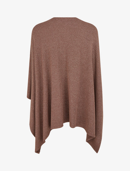 Poncho uni irisé à nouer - Marron - 2