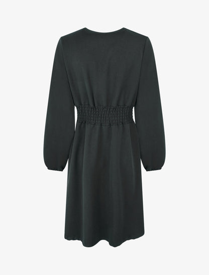 Robe uni cache-coeur à bande stylisée - Noir - 2