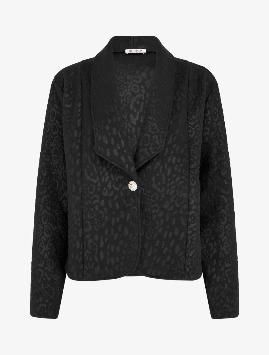 Veste boutonnée à motif léopard - Noir - 1