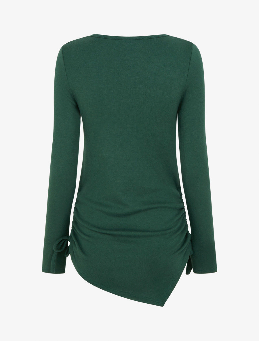 Pull droit à boucles strassées et bords asymétriques - Vert foncé - 2