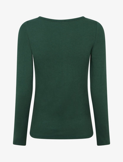 Pull fin à col rond ajouré à boucle - Vert foncé - 2