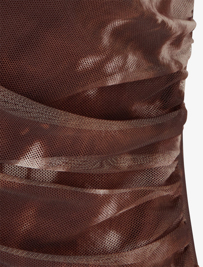 Top imprimé graphique en tulle - Marron - 3
