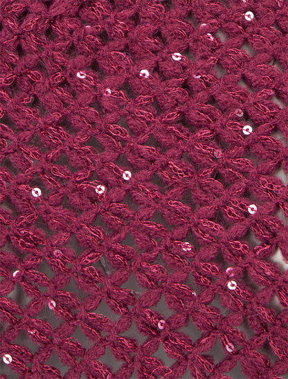 Poncho asymétrique à détail sequins - Prune - 3