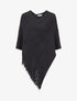 Poncho asymétrique uni à franges - Noir - 1