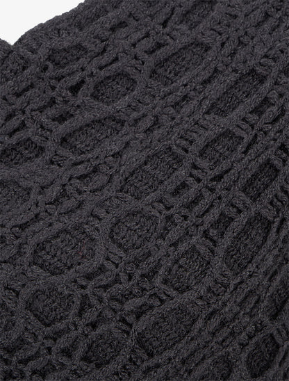 Poncho asymétrique uni à franges - Noir - 3