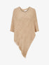 Poncho asymétrique uni à franges - Camel clair - 1