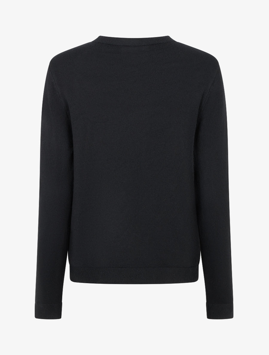 Pull à empiècement coeurs strassés aux manches - Noir - 2