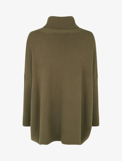 Poncho uni à col roulé - Kaki - 2