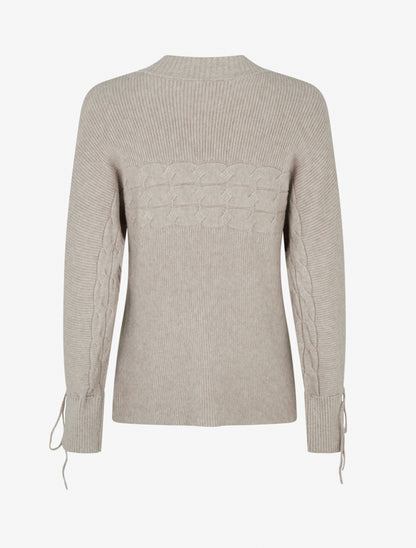 Pull ajusté à col montant et liens aux poignets - Taupe clair - 2