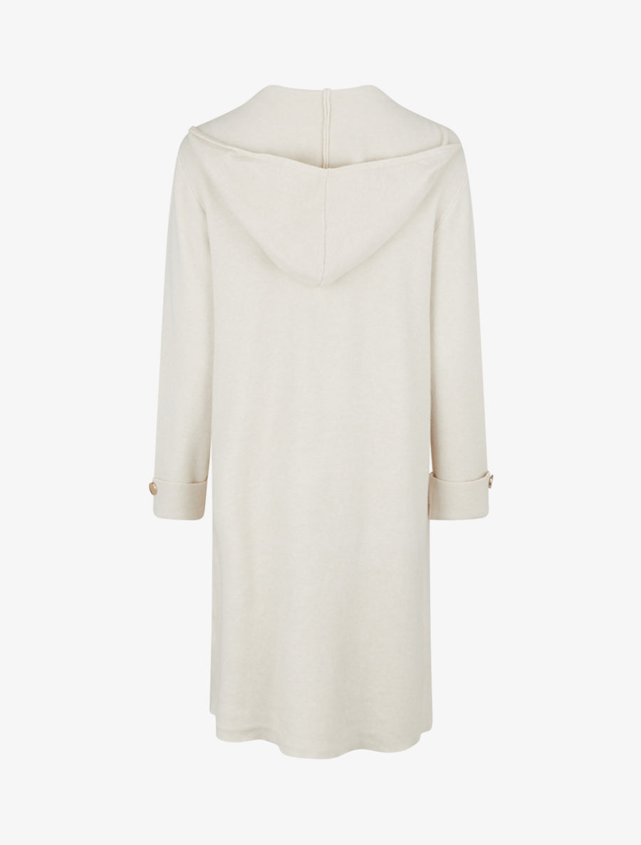 Gilet droit long à capuche - Beige clair - 2