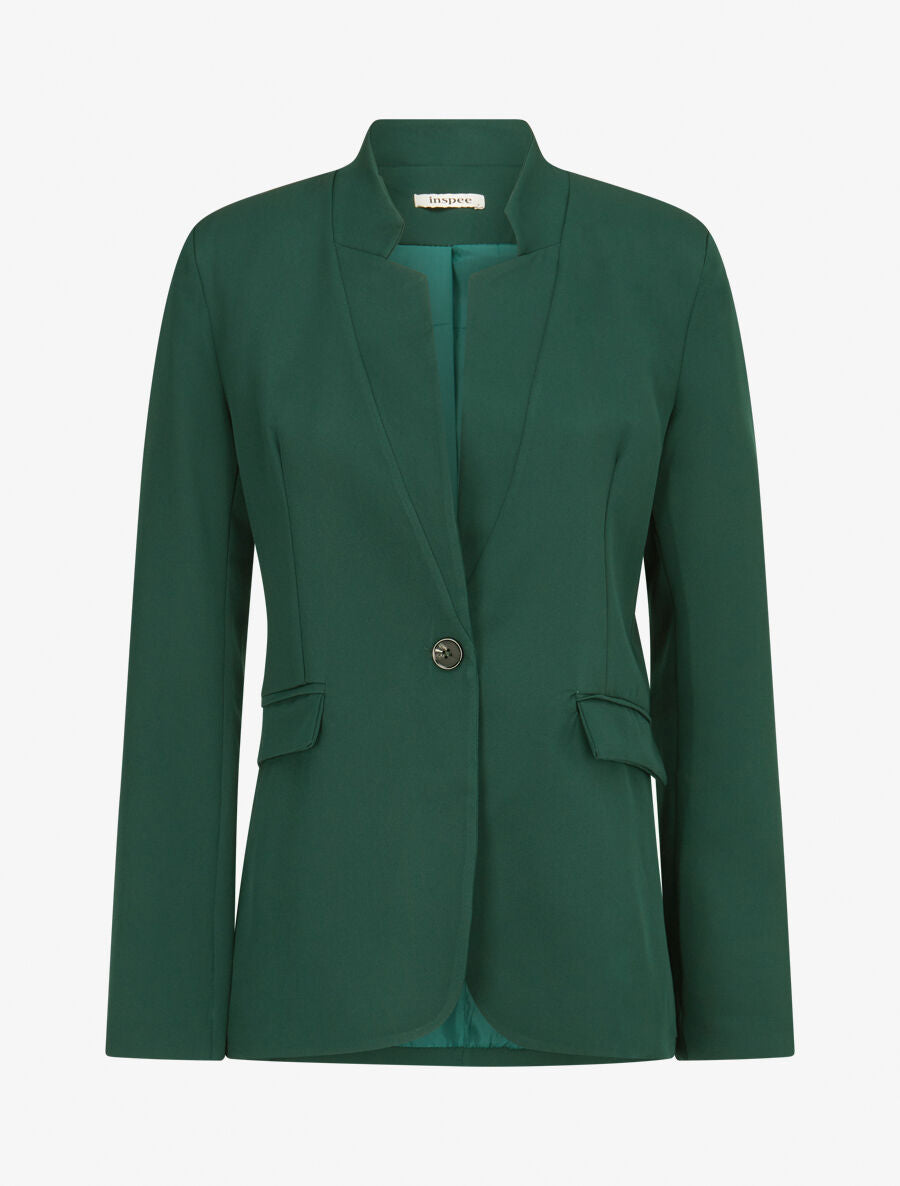 Veste longue à col cranté - Vert forêt - 1