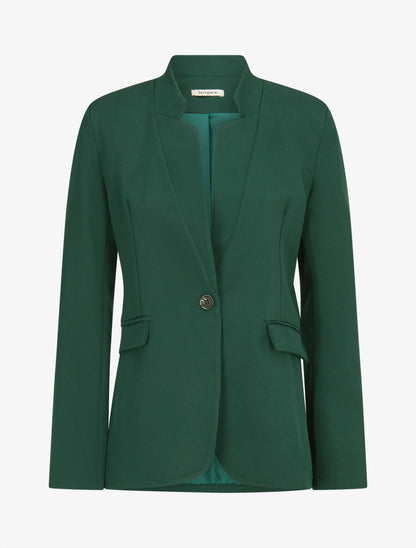 Veste longue à col cranté - Vert forêt - 1