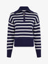Pull rayé à col zippé - Marine - 1