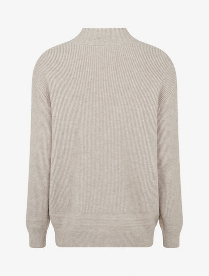 Pull droit uni côtelé - Taupe - 2