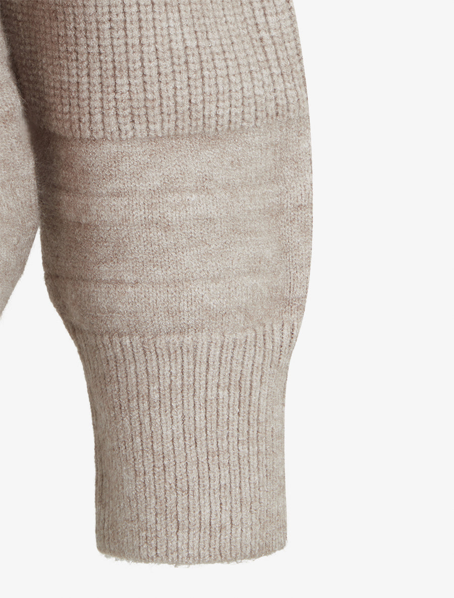 Pull droit uni côtelé - Taupe - 3