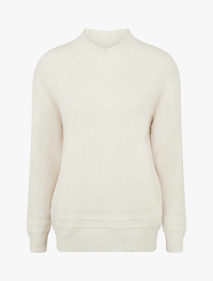 Pull droit uni côtelé - Écru - 1