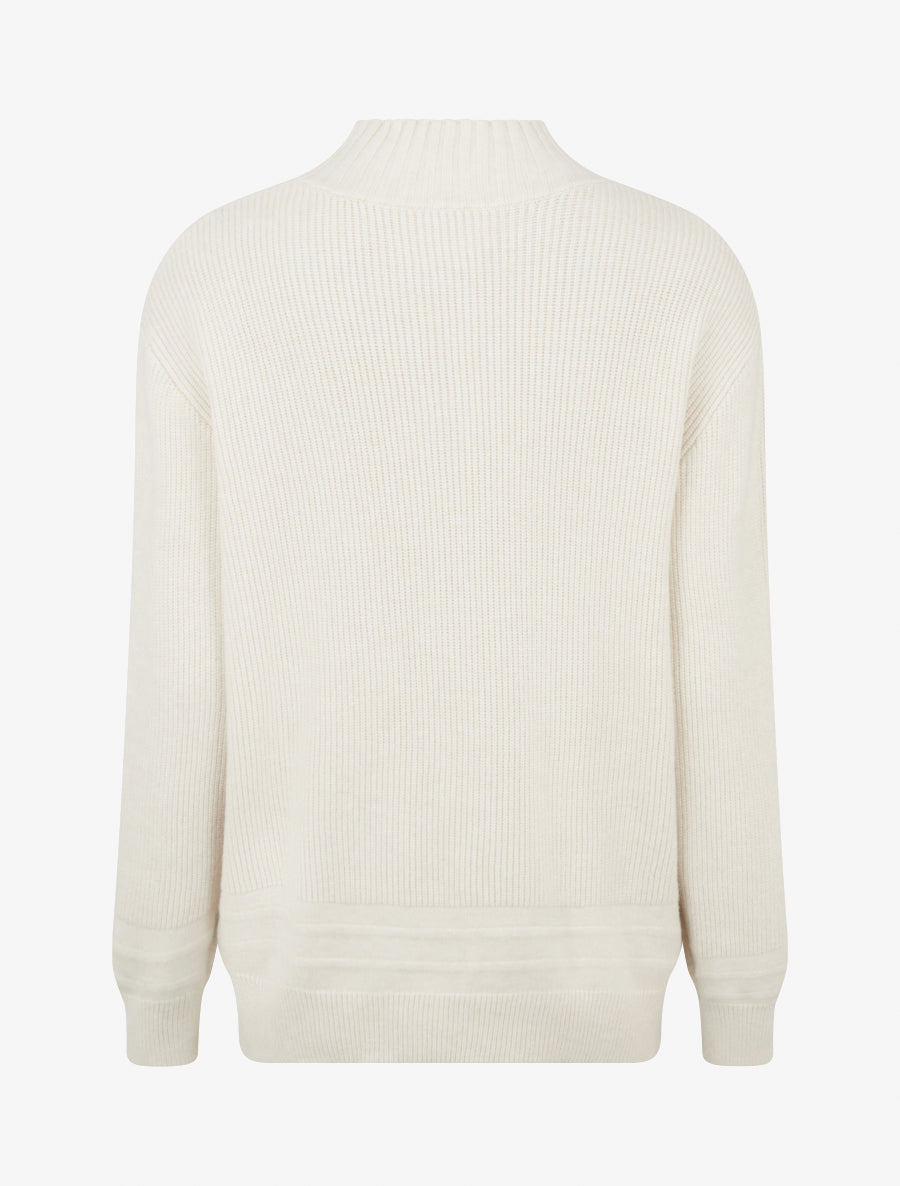 Pull droit uni côtelé - Écru - 2