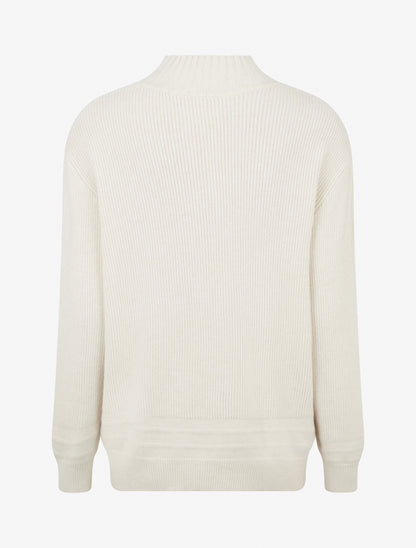 Pull droit uni côtelé - Écru - 2
