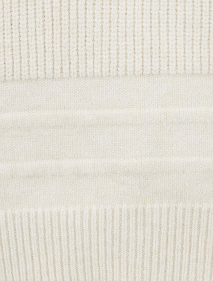Pull droit uni côtelé - Écru - 3