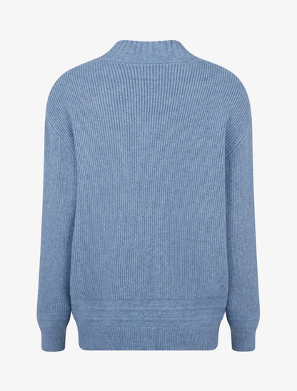 Pull droit uni côtelé - Bleu - 2