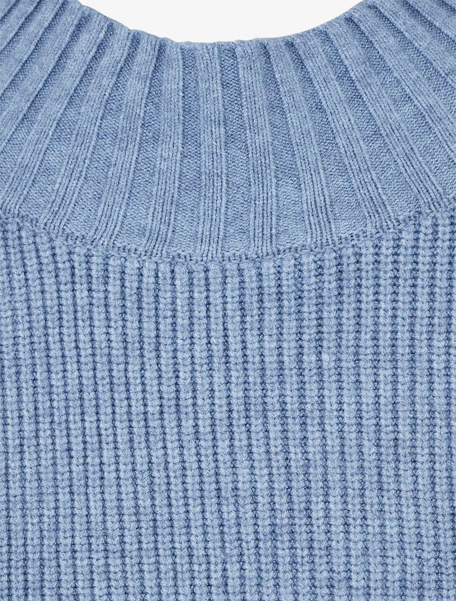 Pull droit uni côtelé - Bleu - 3