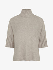 Pull coupe carrée à manches courtes - Taupe clair - 1