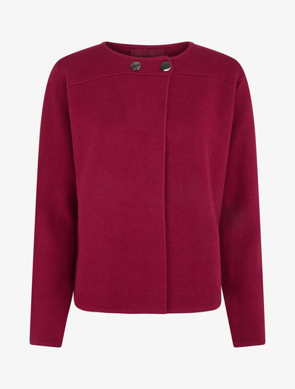 Cardigan uni à deux boutons - Lie de vin - 1