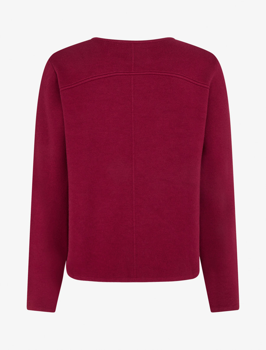 Cardigan uni à deux boutons - Lie de vin - 2